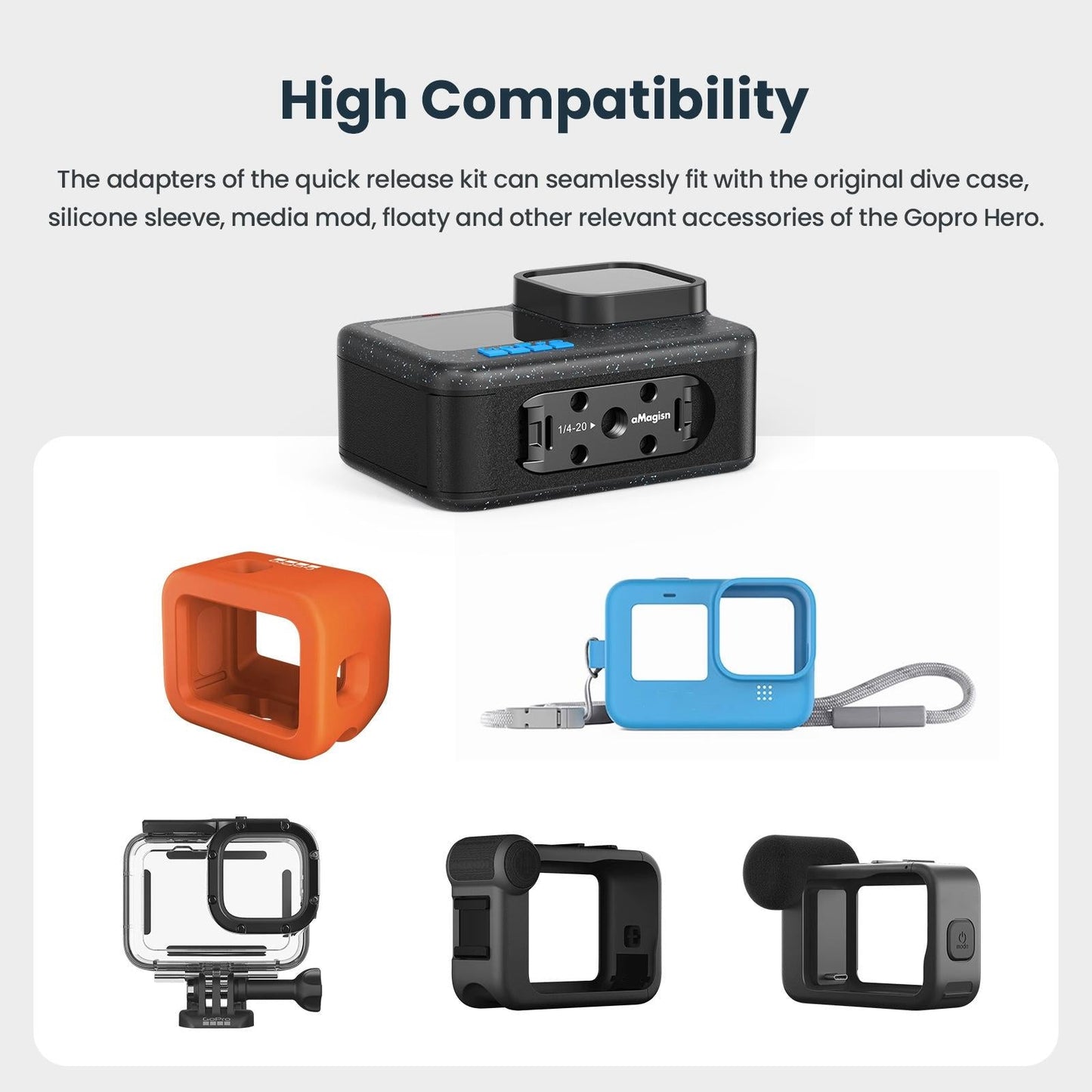 Magisn Magnetic Kit For Gopro Hero12 / 11 / 10 / 9 - Metal Absorption