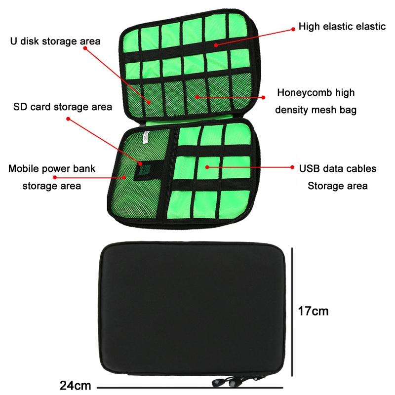 Portable Multifunctional u Disk Storage Bag for Mobile Phone Accessories - Black