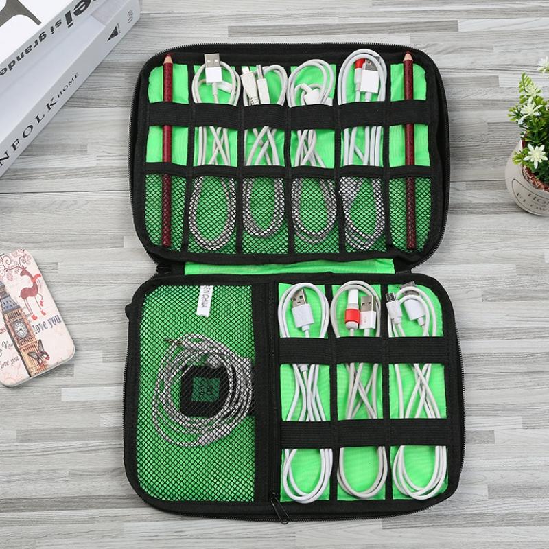 Portable Multifunctional u Disk Storage Bag for Mobile Phone Accessories - Black