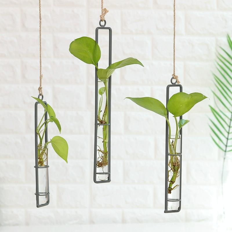 Charming Iron Art Glass Wall Hanging For Home Gardening - Bonsai Decor Accessory M