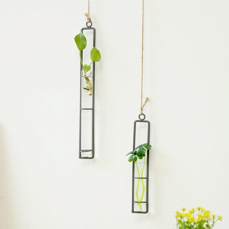 Charming Iron Art Glass Wall Hanging For Home Gardening - Bonsai Decor Accessory M