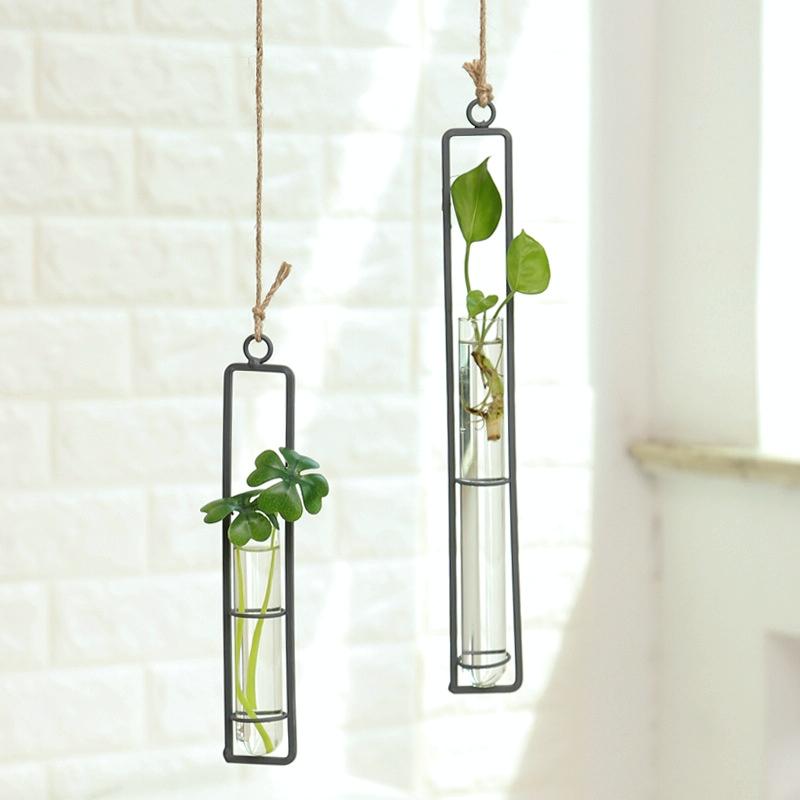 Charming Iron Art Glass Wall Hanging For Home Gardening - Bonsai Decor Accessory M