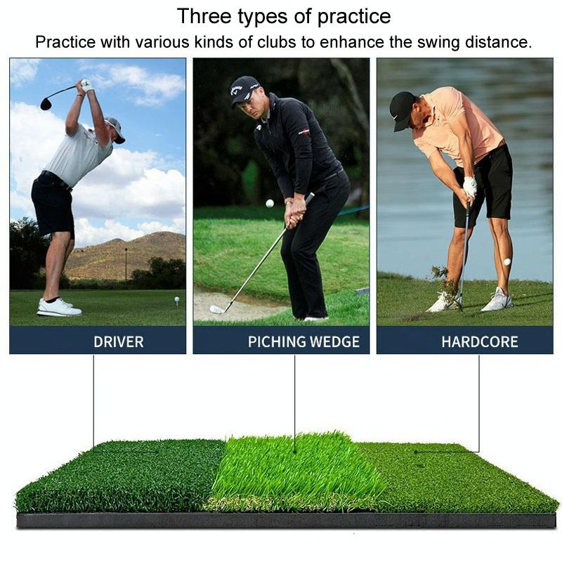 Indoor Golf Practice Pad - 3-In-1 Swing Mat For Hitting And Chipping - 90X40Cm