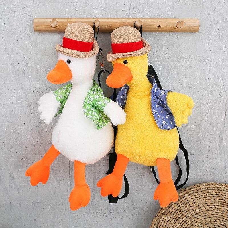 Adorable Cartoon Plush Shoulder Bag Duck White Green - Puppy Brown