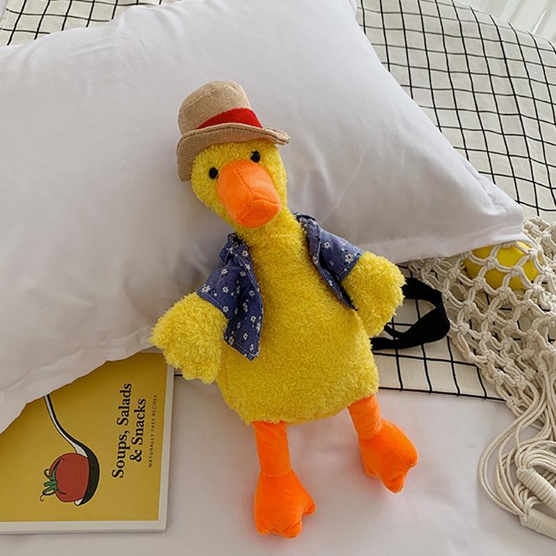 Adorable Cartoon Plush Shoulder Bag Duck White Green - Puppy Brown