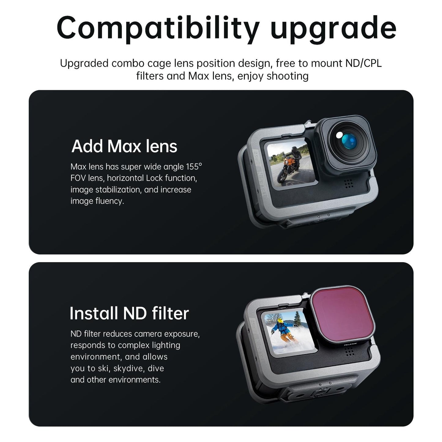 Vertical Shooting Set for Gopro Hero11 / 10 / 9 with Aluminium Alloy Frame