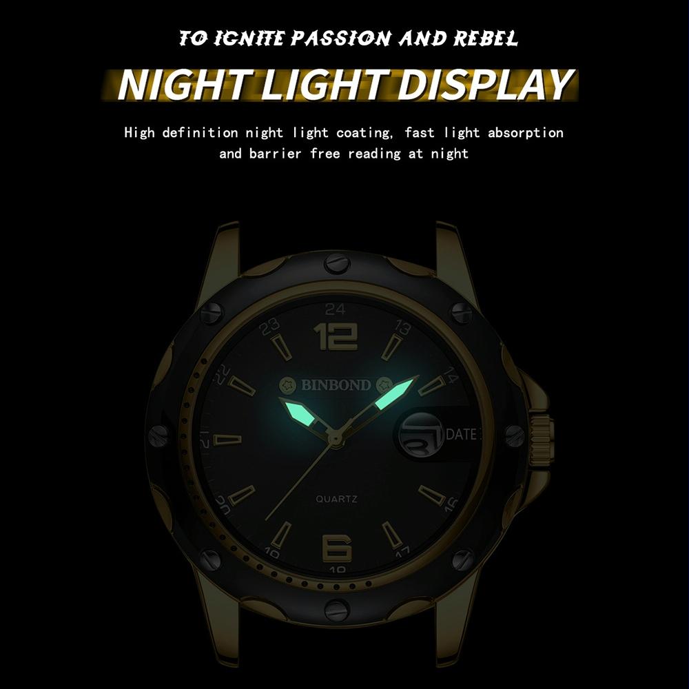 Waterproof Luminous Quartz Watch for Outdoor - White Steel-Black