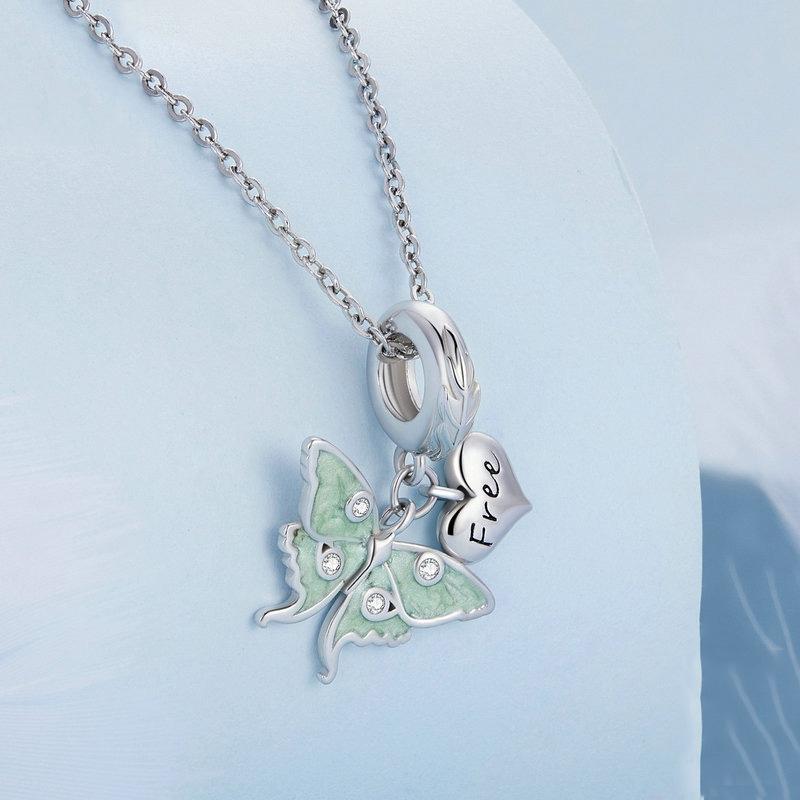 925 Sterling Silver Natural Butterfly Pendant For Diy Bracelets Bsc649 Style - Butterfly