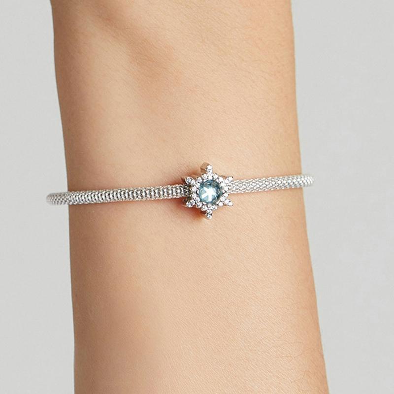 925 Sterling Silver Diy Winter Snowflake Bracelet Bead Set
