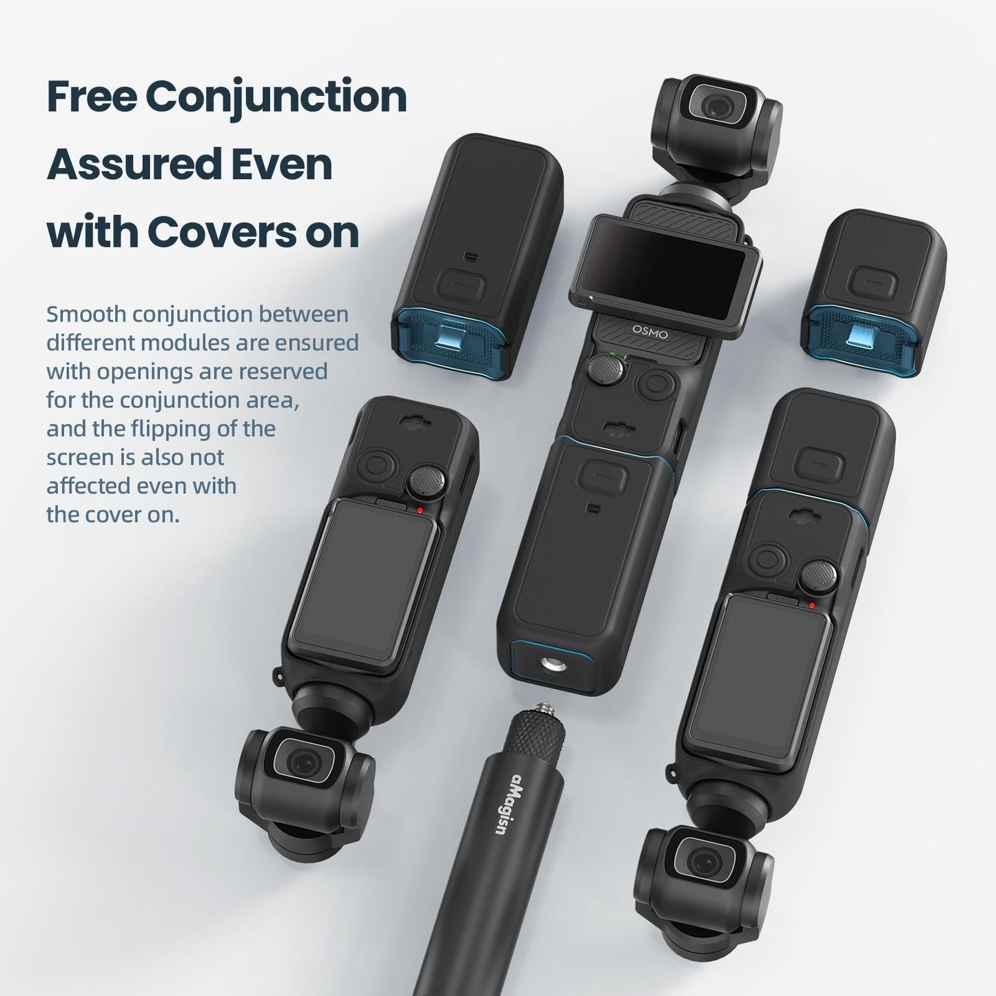 5-in-1 Silicone Case for Dji Pocket 3 Camera Accessories - 5 In 1 Blue