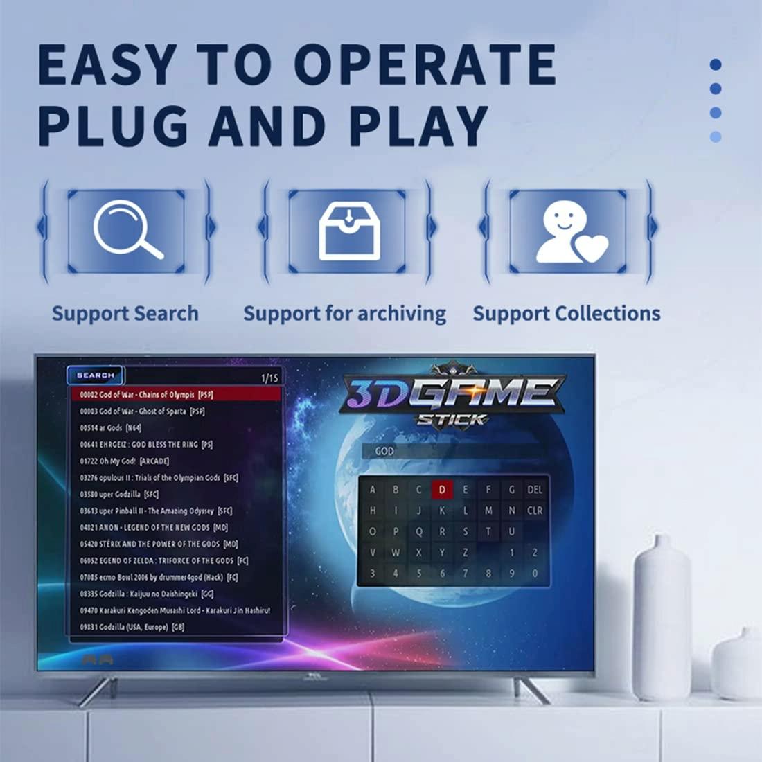 Portable 2.4G Wireless Game Console - 4K Hd Linux Stick - 128G Storage - 128G 10000+ Games