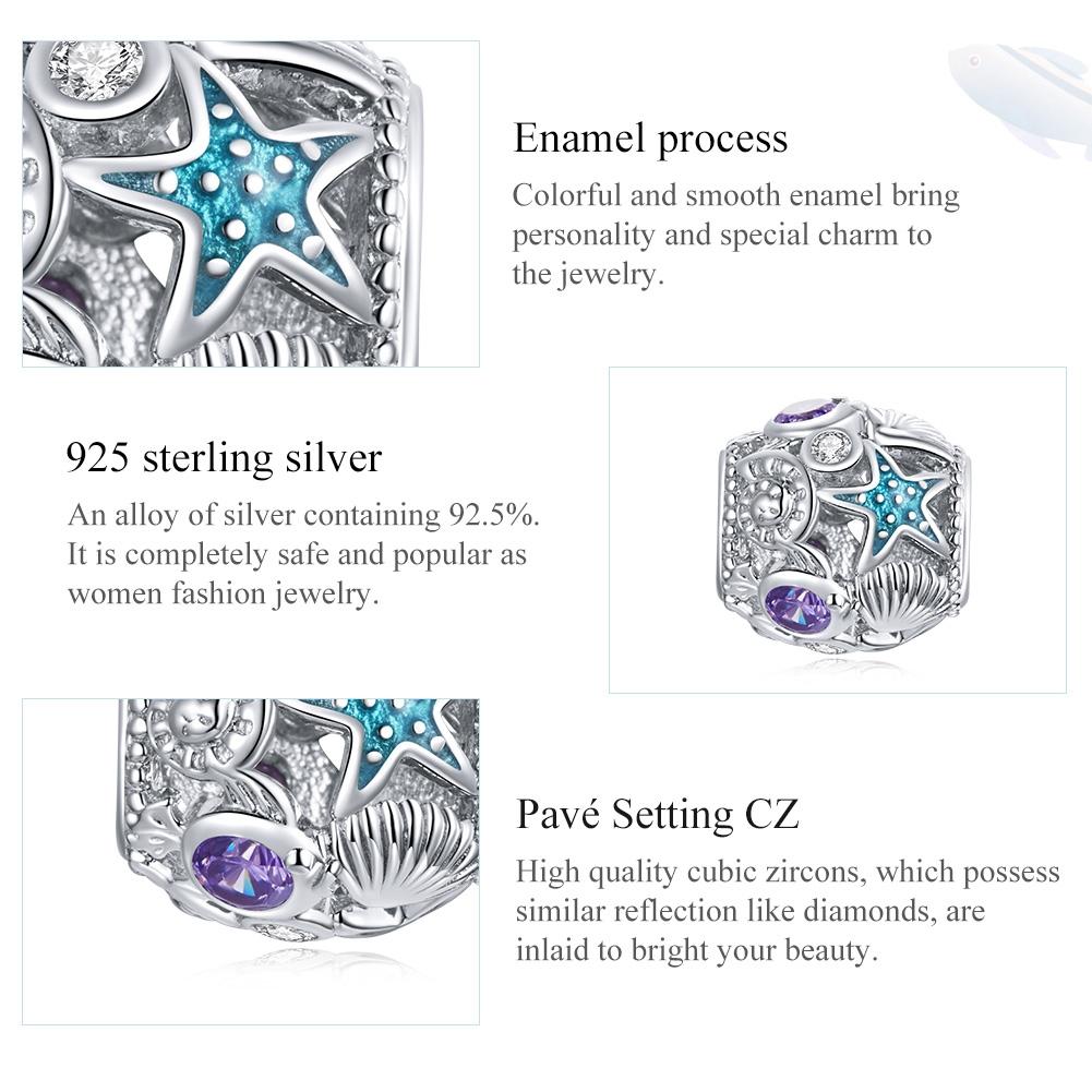 925 Sterling Silver Starfish Zircon Beaded Bracelet / Necklace Set