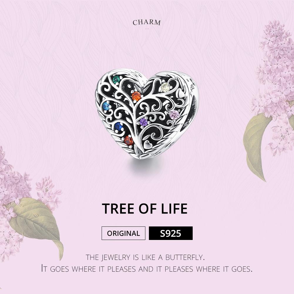 925 Sterling Silver Tree Of Life Zircon Bead Bracelet / Necklace Set