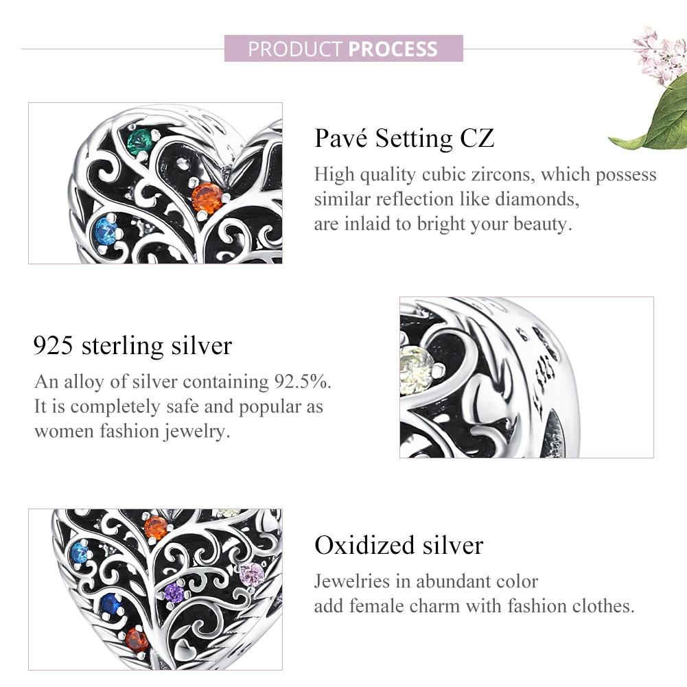 925 Sterling Silver Tree Of Life Zircon Bead Bracelet / Necklace Set