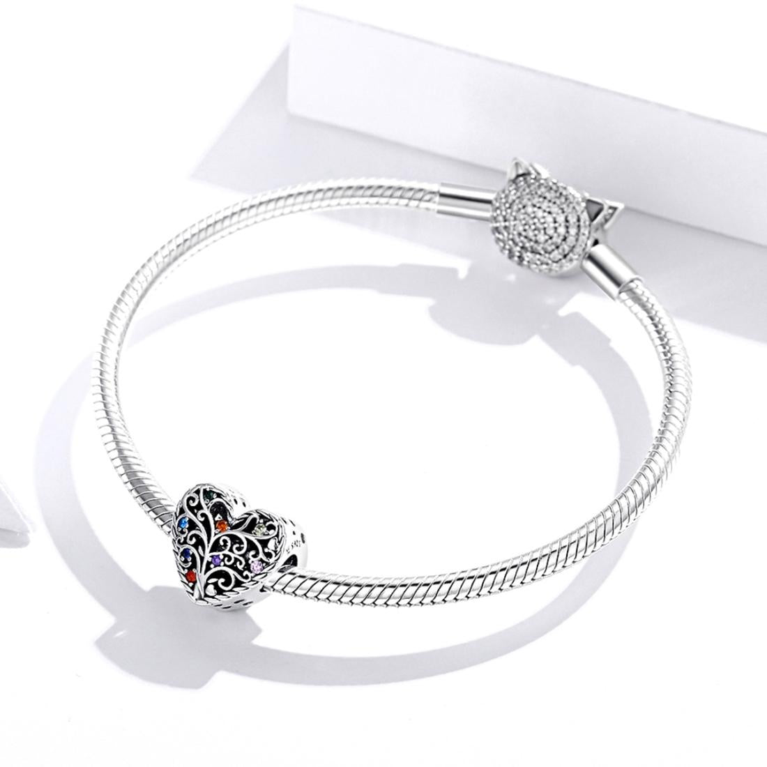 925 Sterling Silver Tree Of Life Zircon Bead Bracelet / Necklace Set