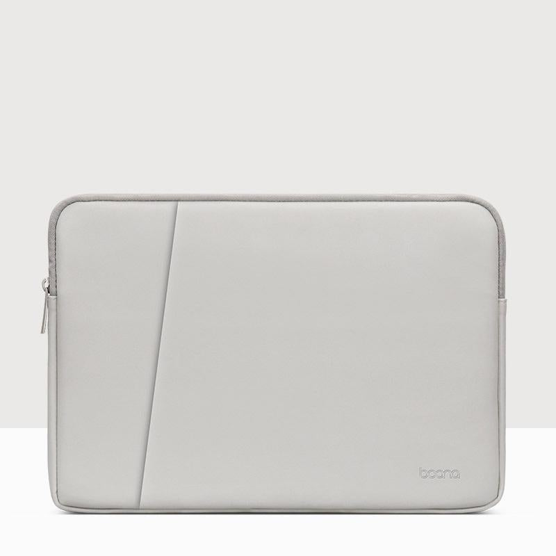 Double-Layer Leather Laptop Bag - 16 / 17 Inch - Gray