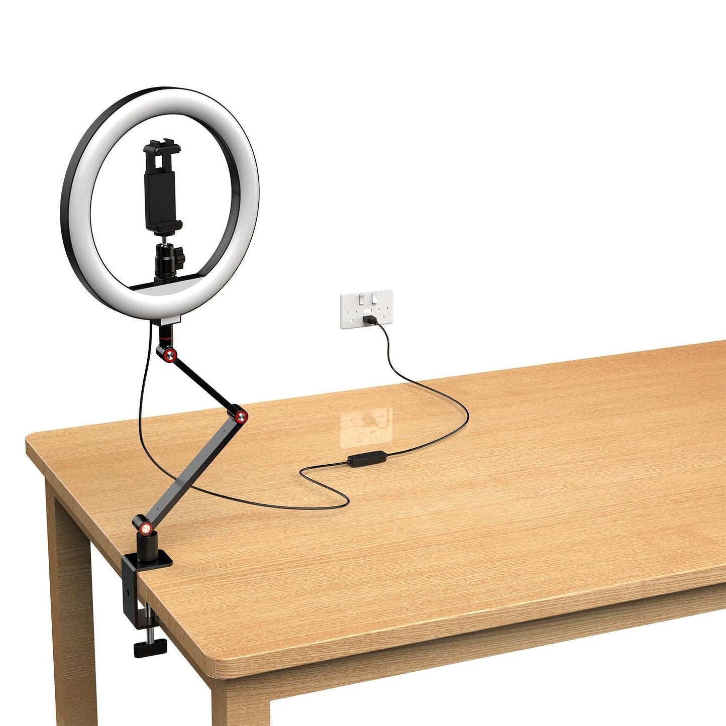 Foldable 10 Led Ring Light with Swing Arm Stand & Phone Holder