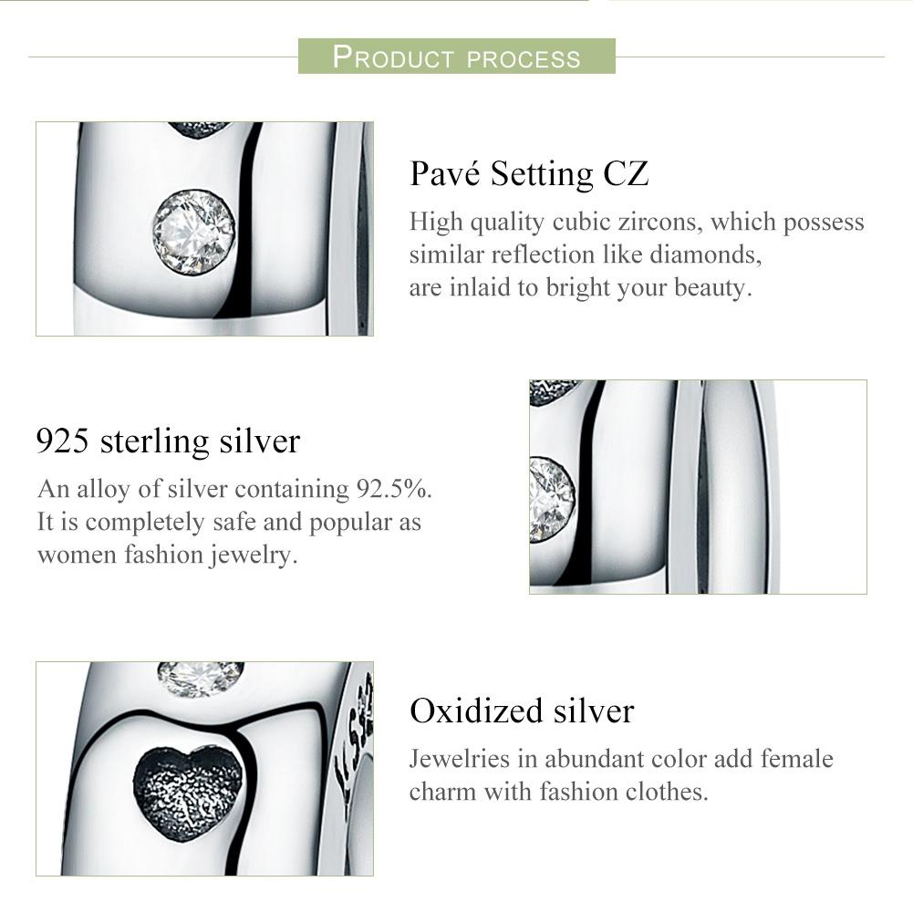 925 Sterling Silver Heart Shaped Beads For Diy Bracelets