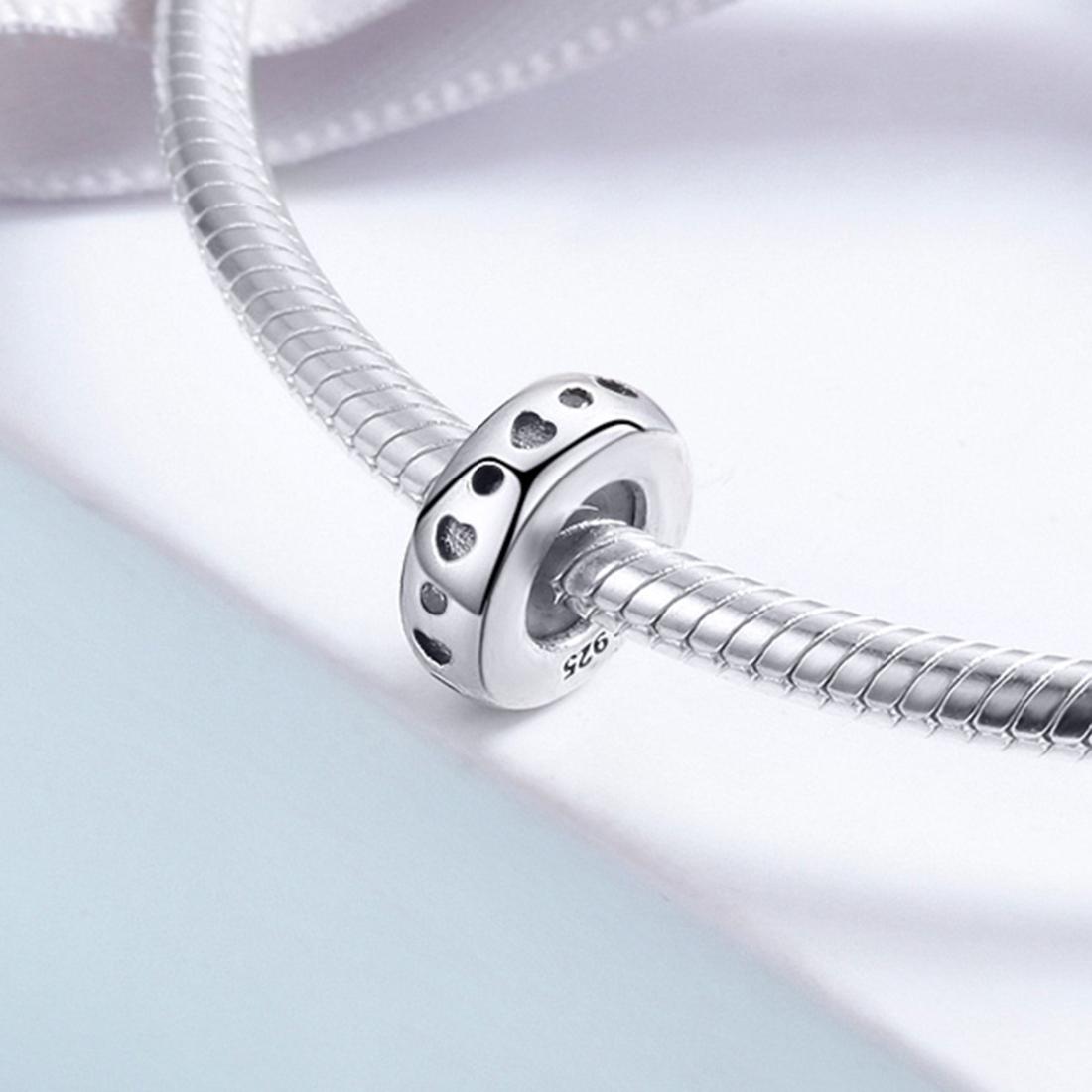925 Sterling Silver Heart Shaped Beads For Diy Bracelets