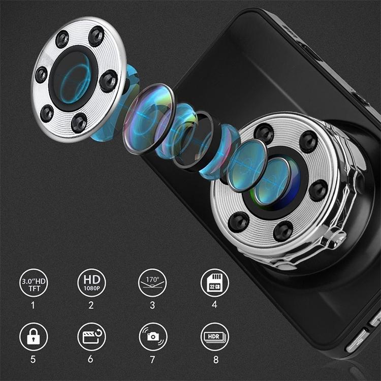 Hd Night Vision Car Dvr with Usb Hidden Recorder and Reversing Video Monitor