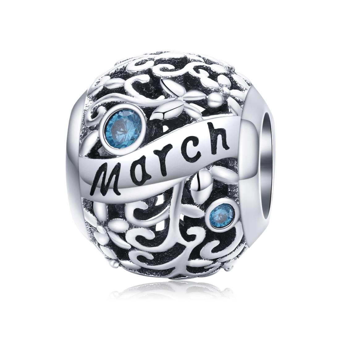 925 Sterling Silver March Birthstone Diy Bracelet Necklace Set Accessories Style - March