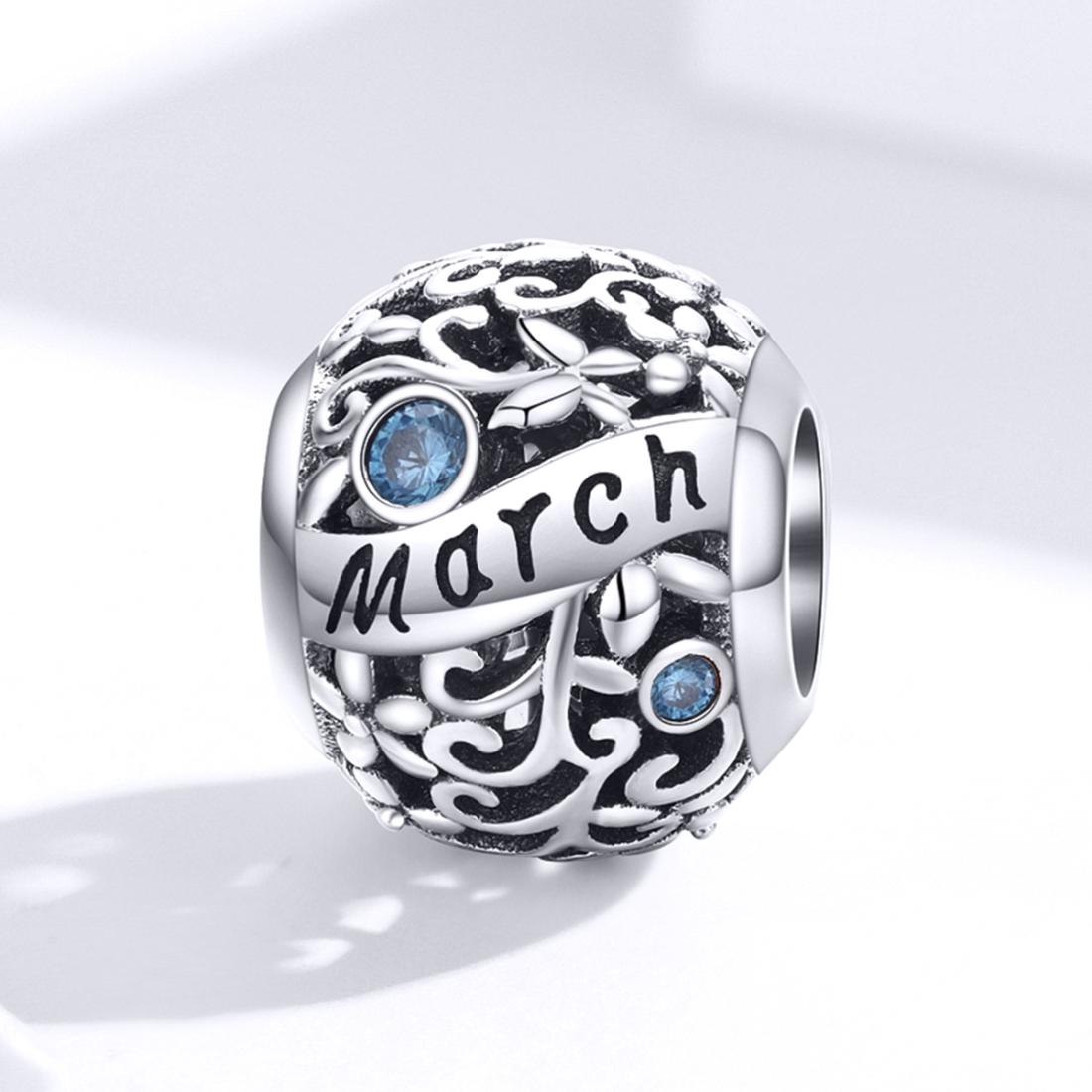 925 Sterling Silver March Birthstone Diy Bracelet Necklace Set Accessories Style - March