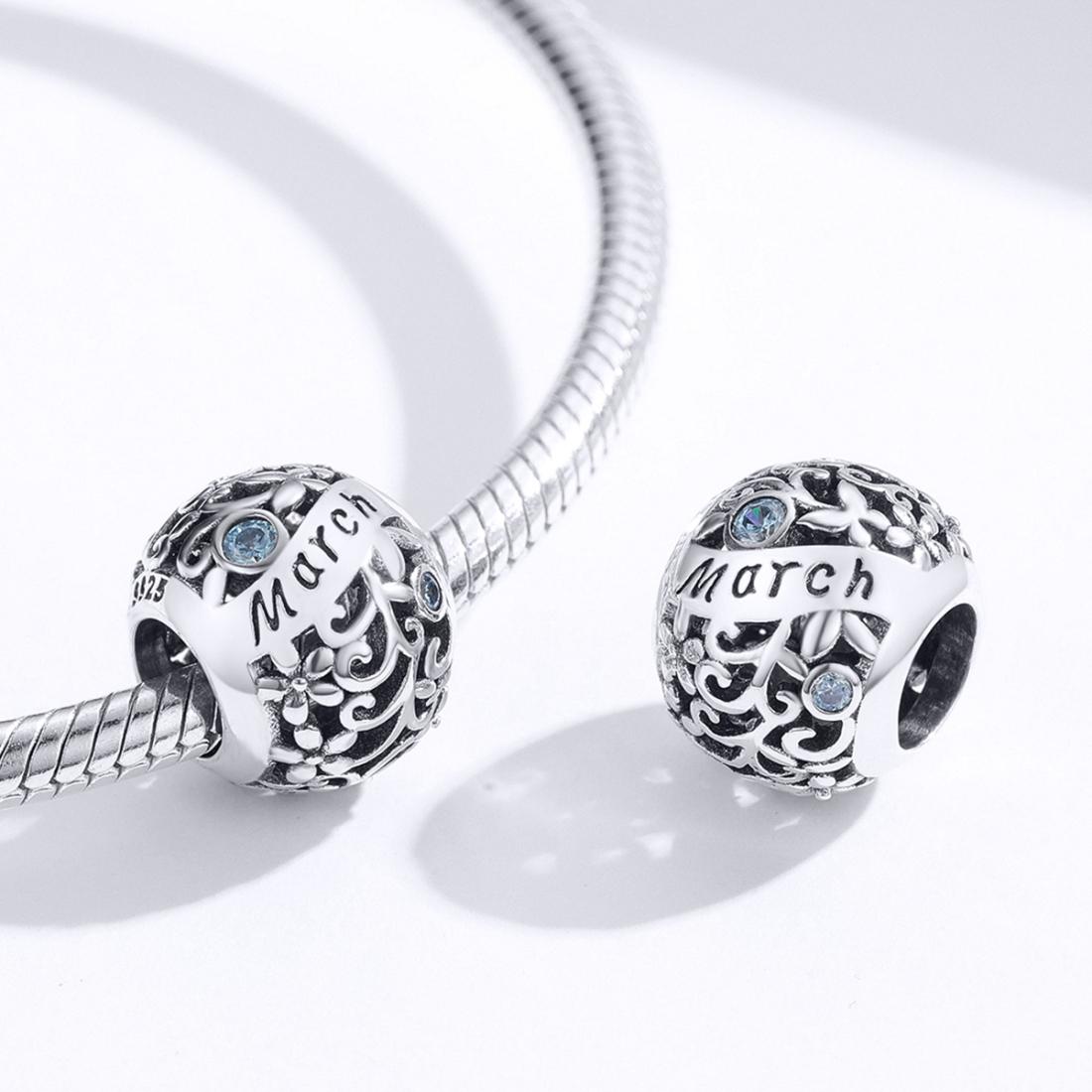 925 Sterling Silver March Birthstone Diy Bracelet Necklace Set Accessories Style - March