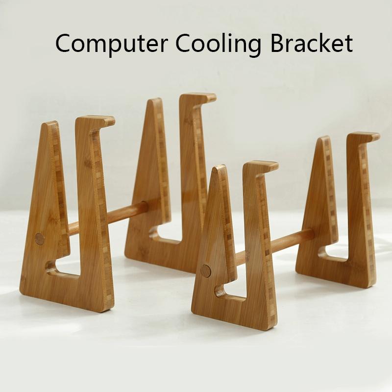 Bamboo Wood Desktop Storage Rack For Computers And Tablets
