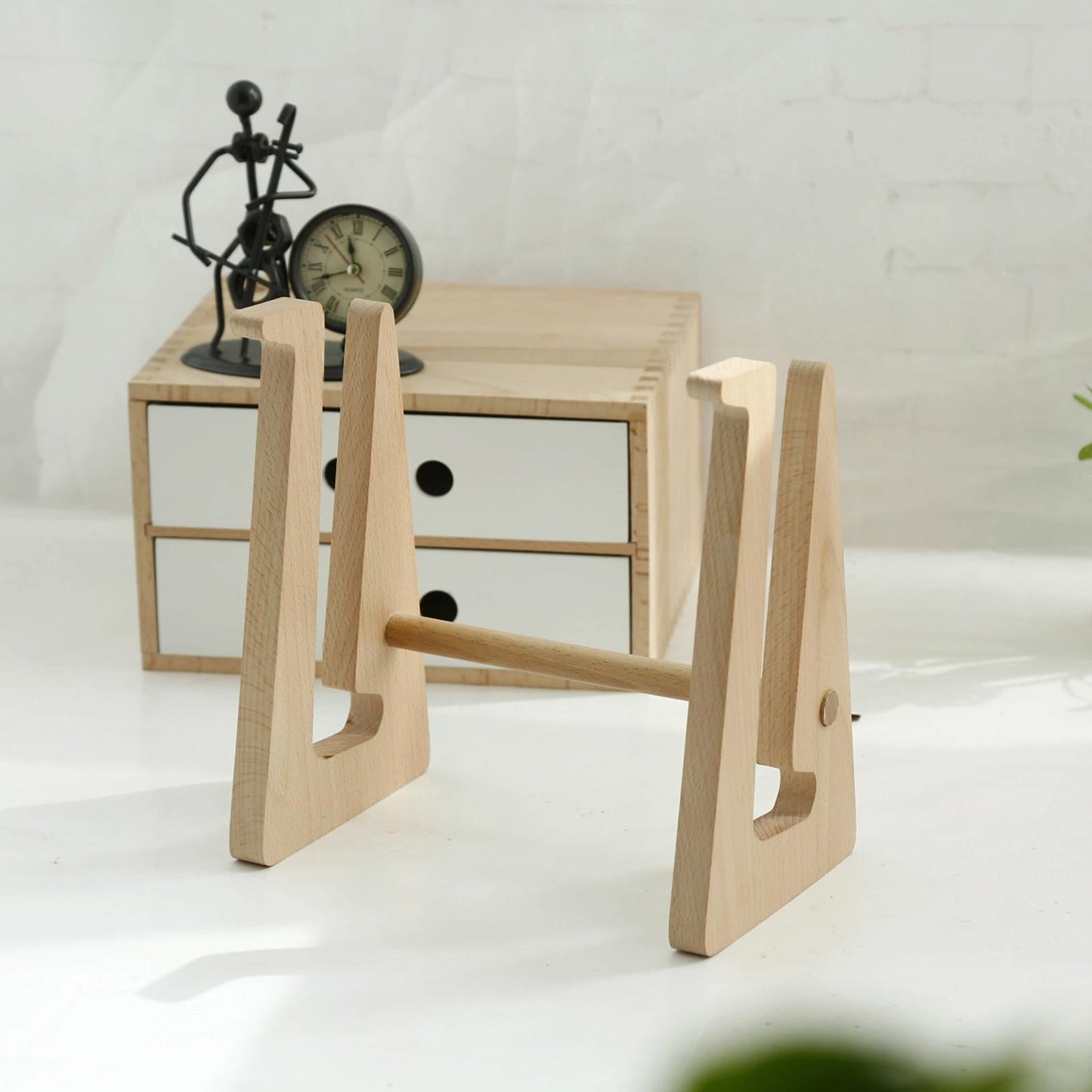 Bamboo Wood Desktop Storage Rack For Computers And Tablets
