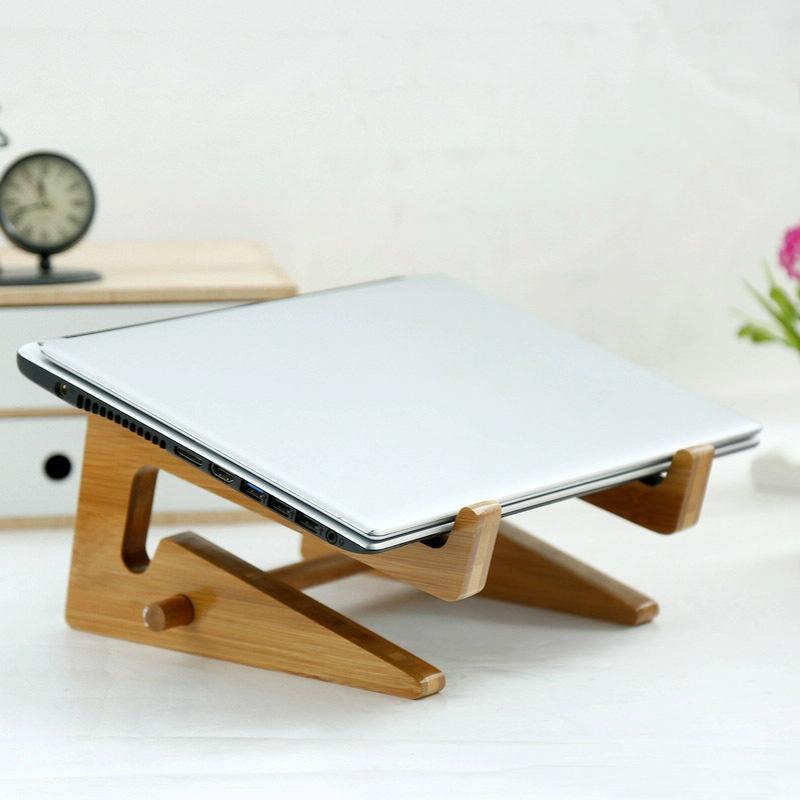 Bamboo Wood Desktop Storage Rack For Computers And Tablets