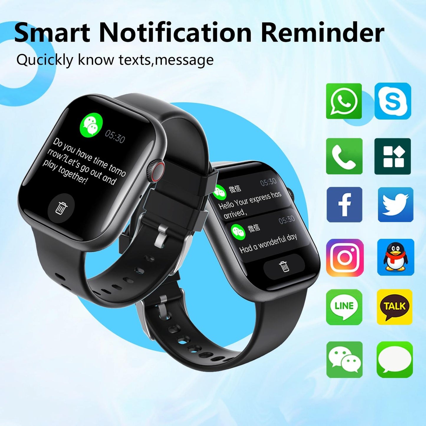 2.1 Inch Screen Smart Watch With Blood Sugar / Blood Oxygen Monitoring / Sos Alarm / 100+ Sports Modes - Black 3-Bead Steel - Black Gray