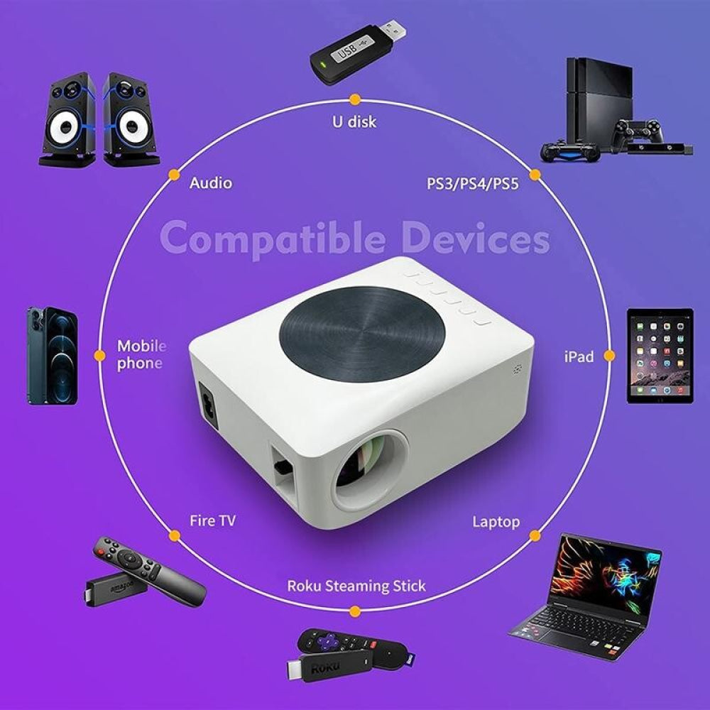 Smart Mini Led Projector - 80 Ansi Lumens 1280X720P