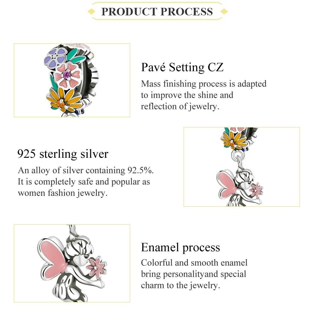 925 Sterling Silver Flower Elf Pendant For Bracelet Or Necklace