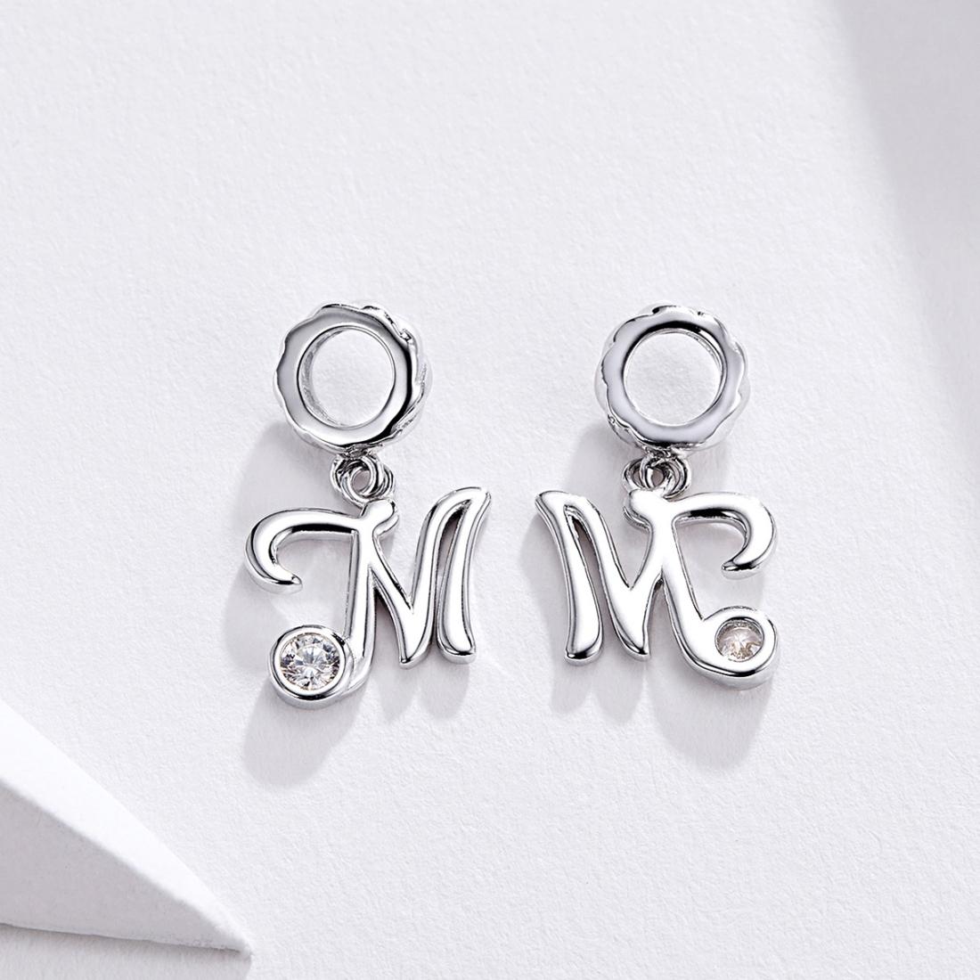 925 Sterling Silver Personalized Letter Pendant For Diy Bracelets And Necklaces Style - M