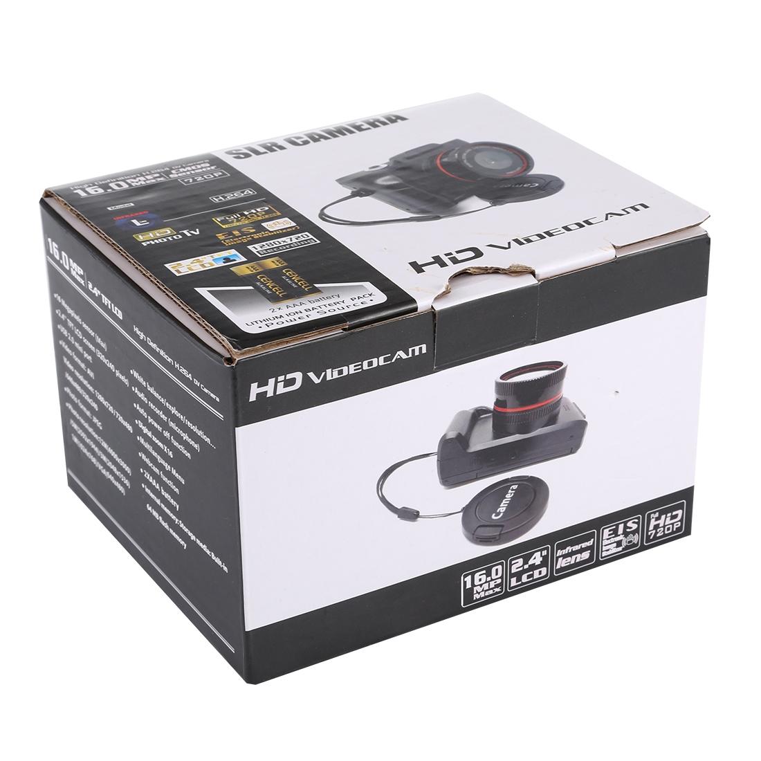 Hd 720p Recording Flip Screen Digital Camera with Interchangeable Lens and Infrared Lens - Black
