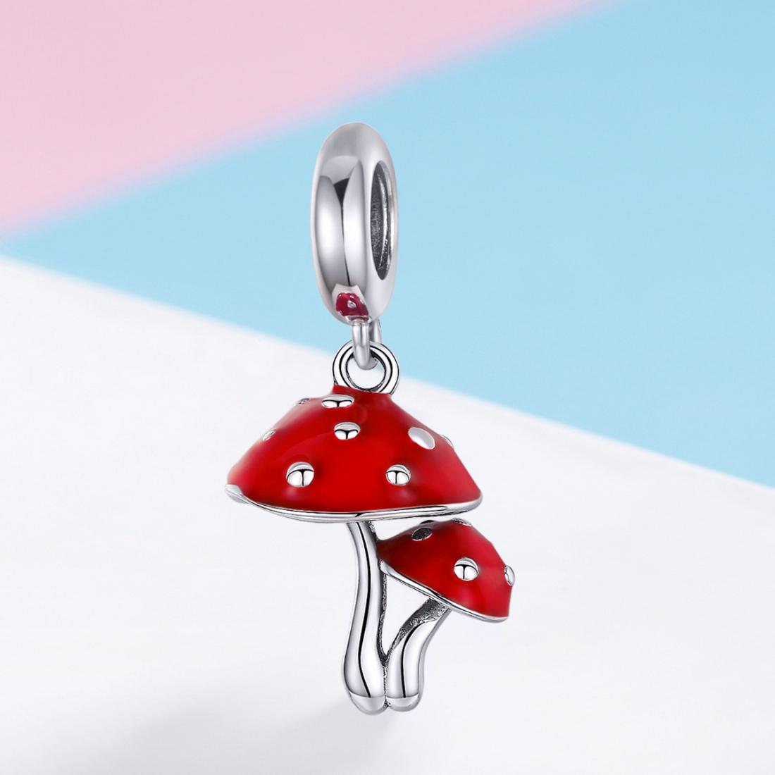 925 Sterling Silver Small Mushroom Bracelet Charms Diy Accessories