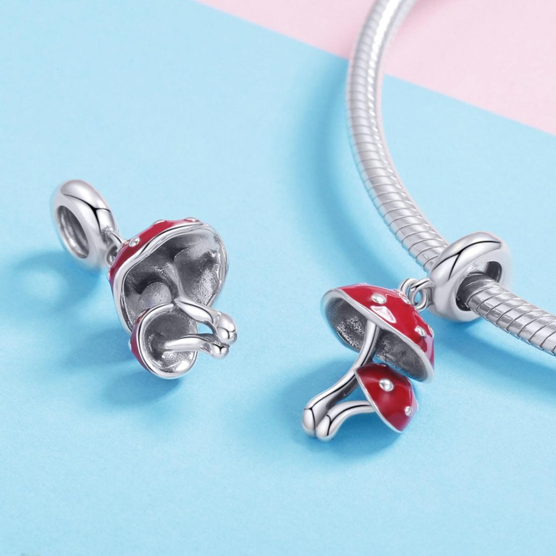 925 Sterling Silver Small Mushroom Bracelet Charms Diy Accessories