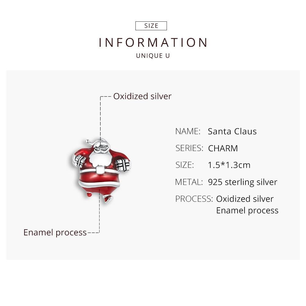 925 Sterling Silver Santa Bead For Diy Bracelet / Necklace