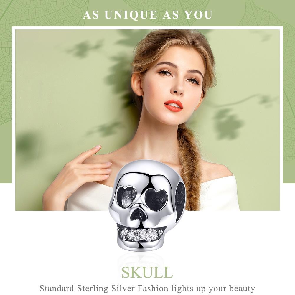 925 Sterling Silver Surprise Skull Bead For Diy Bracelet