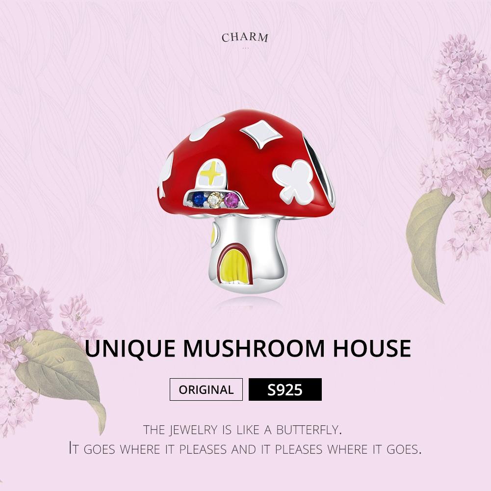 925 Sterling Silver Mushroom House Beads For Diy Bracelets & Necklaces