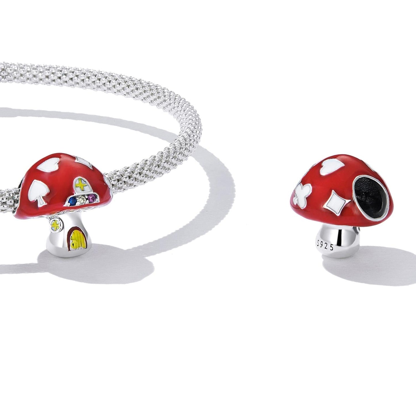925 Sterling Silver Mushroom House Beads For Diy Bracelets & Necklaces