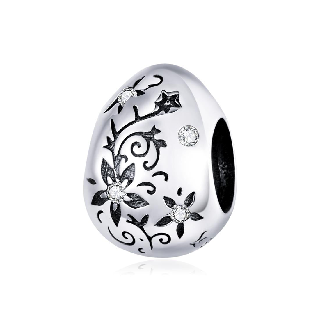 925 Sterling Silver Retro Easter Egg Diy Bracelet Beads