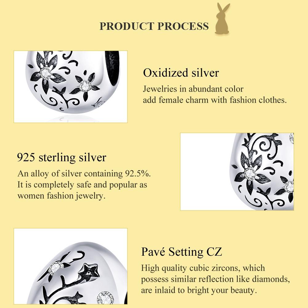 925 Sterling Silver Retro Easter Egg Diy Bracelet Beads