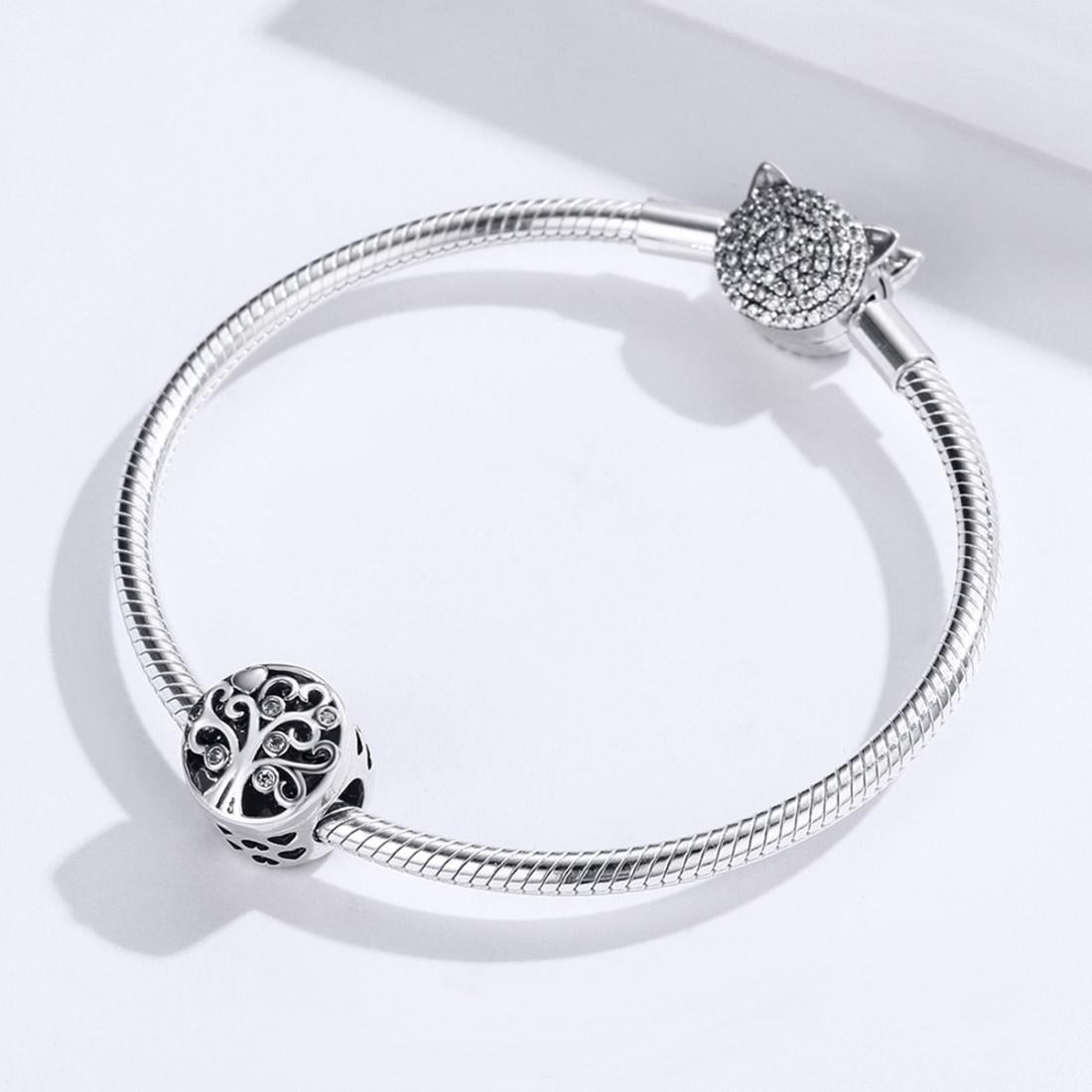 925 Sterling Silver Openable Family Tree Beaded Bracelet