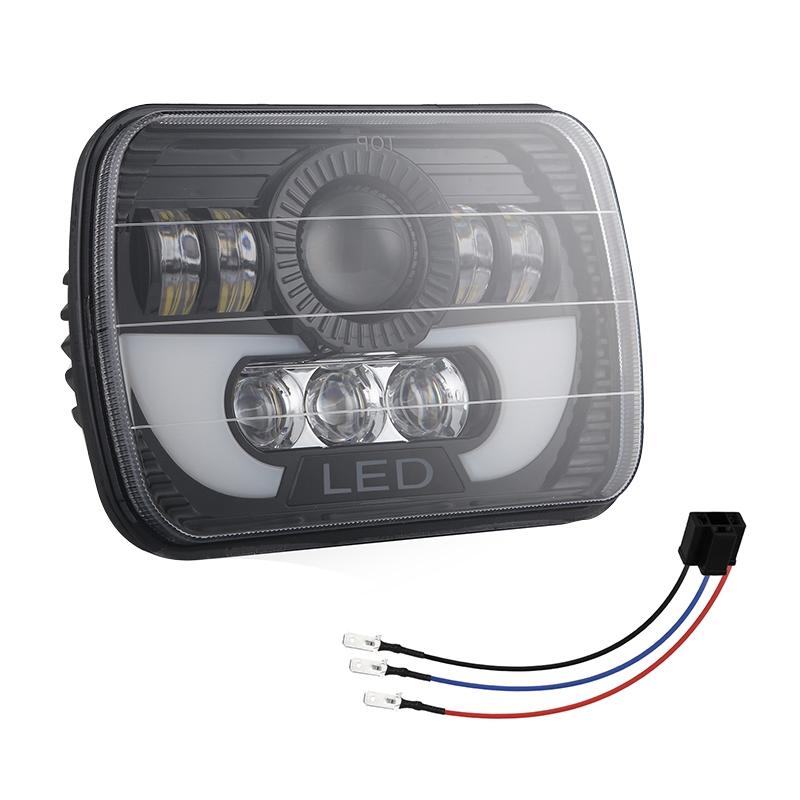 7 Inch 35W 4000Lm 6000K + Amber Car Truck Square Led Headlights Work Lights Spotlight