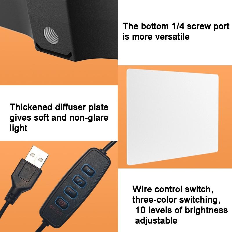 10 Three-Colour Temperature Flat-Panel Live Fill Light With 0.5M Bracket