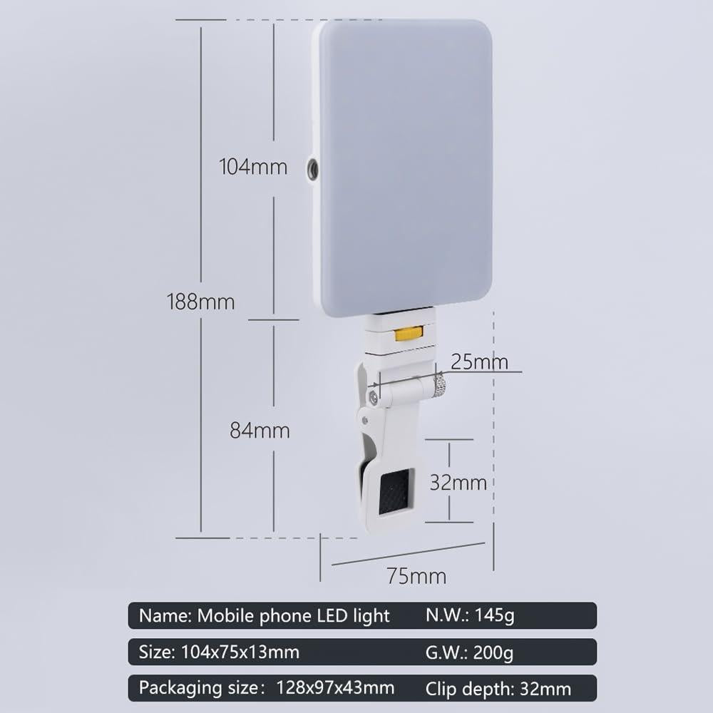 Rechargeable Clip Fill Light - 60 Leds 3 Light Modes Front & Back Clip a Type Blue - B Type White