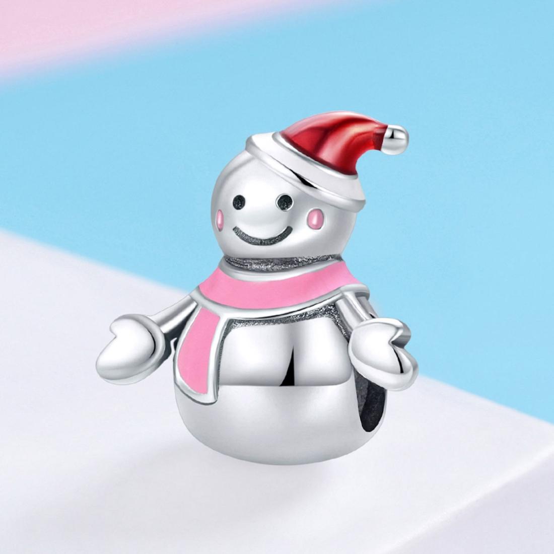 925 Sterling Silver Snowman Bead Pendant For Diy Bracelets & Necklaces