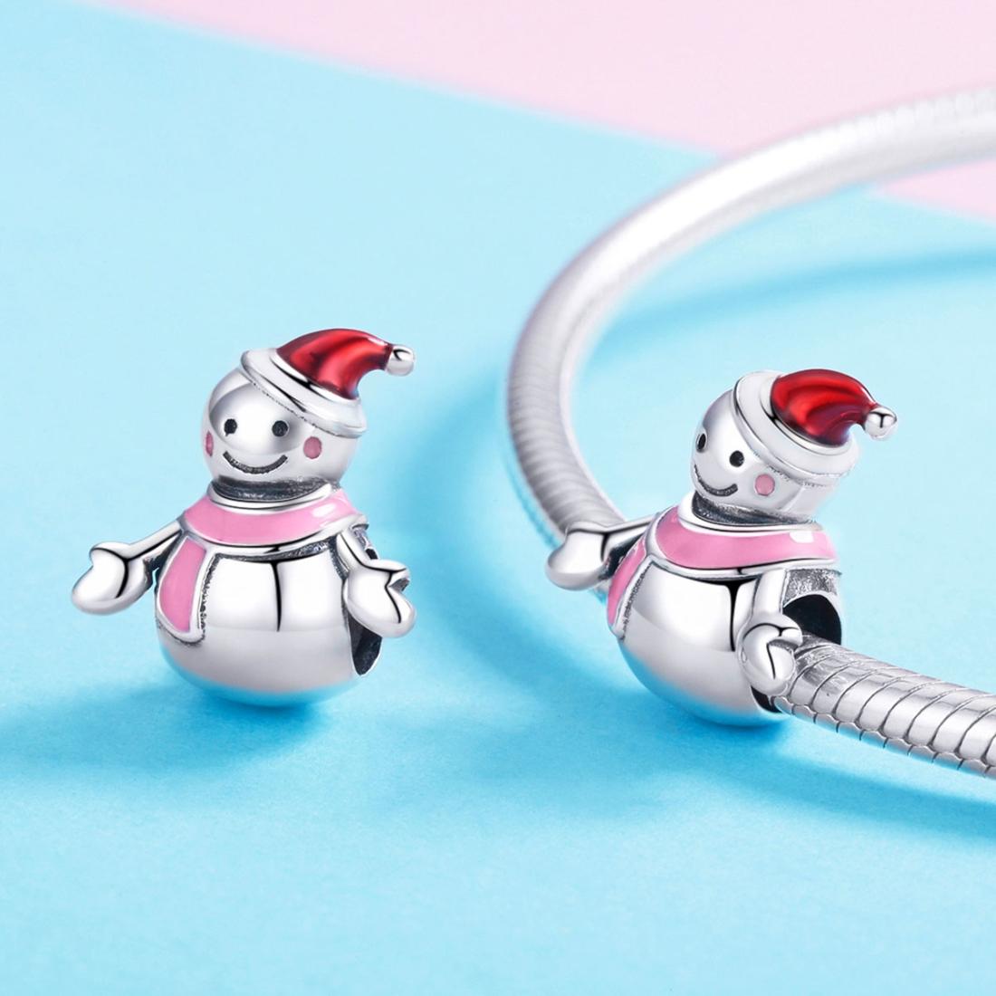 925 Sterling Silver Snowman Bead Pendant For Diy Bracelets & Necklaces