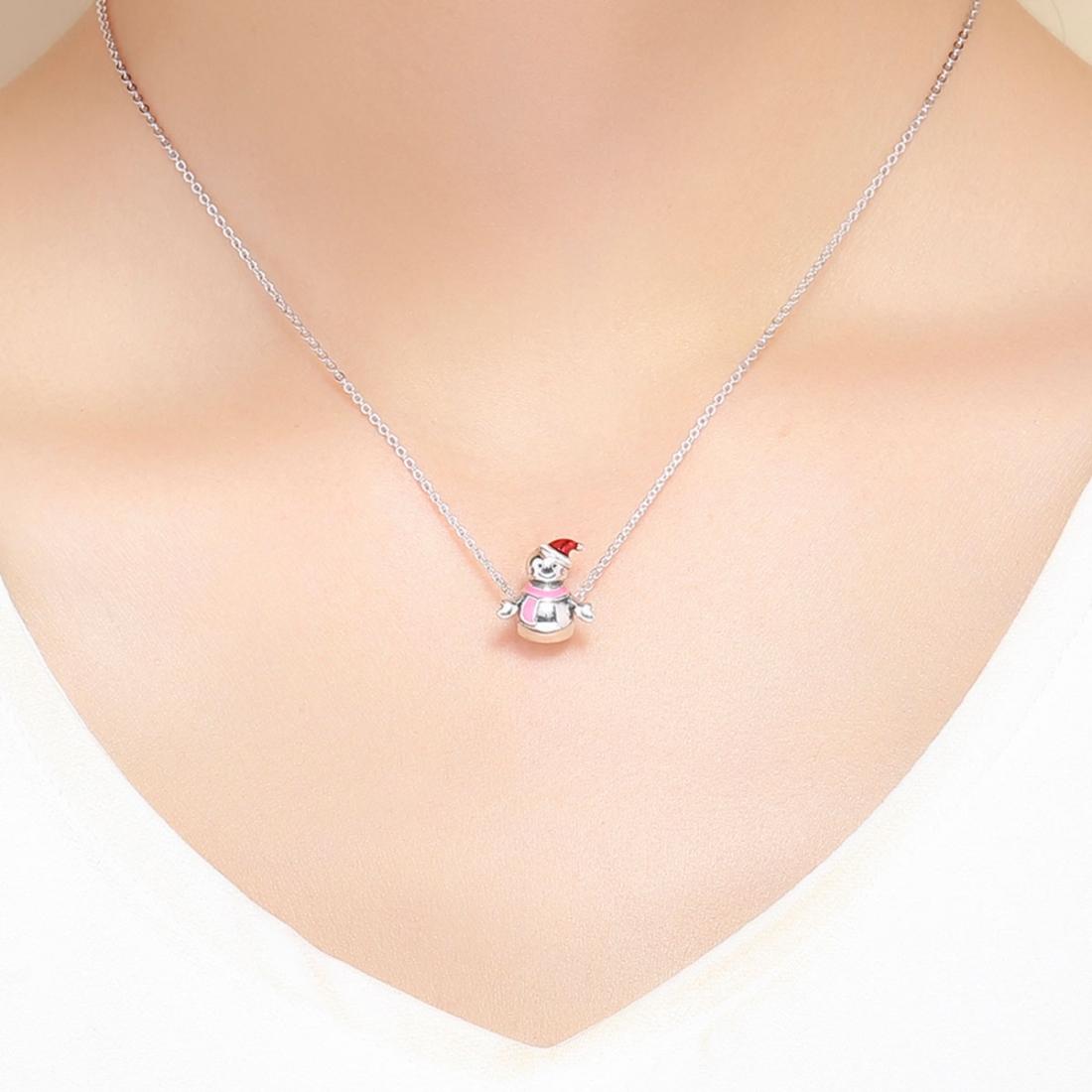 925 Sterling Silver Snowman Bead Pendant For Diy Bracelets & Necklaces